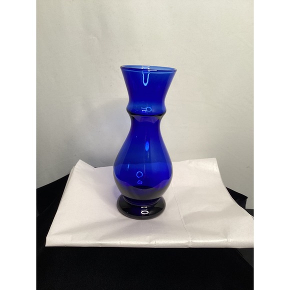 Dark Cobalt Blue Hand Blown Vase - Picture 1 of 6